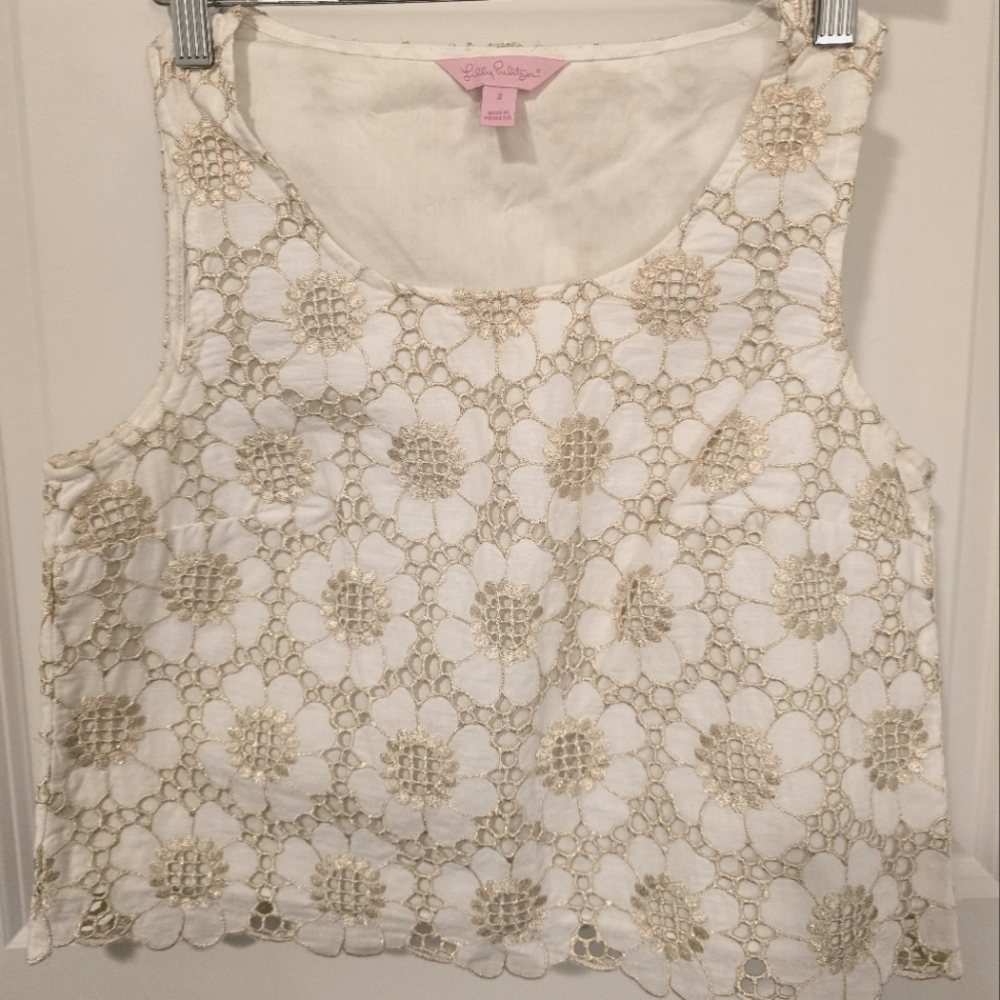 Lilly Pulitzer Lux Cropped Lace Top Sz  2
